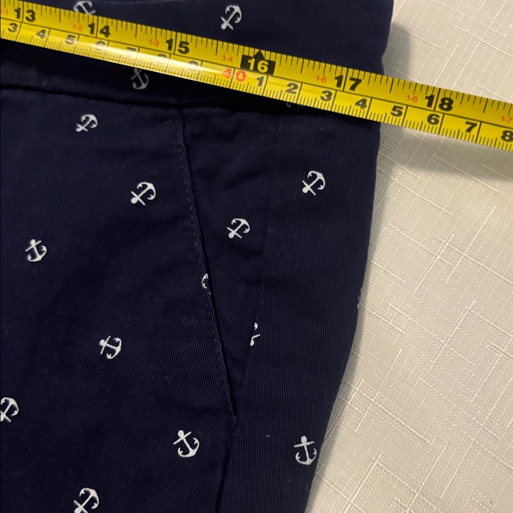 Tommy Hilfiger Dark Blue Anchor Chino Cuffed Pants SZ 12 casual cotton nautical - Picture 3 of 12
